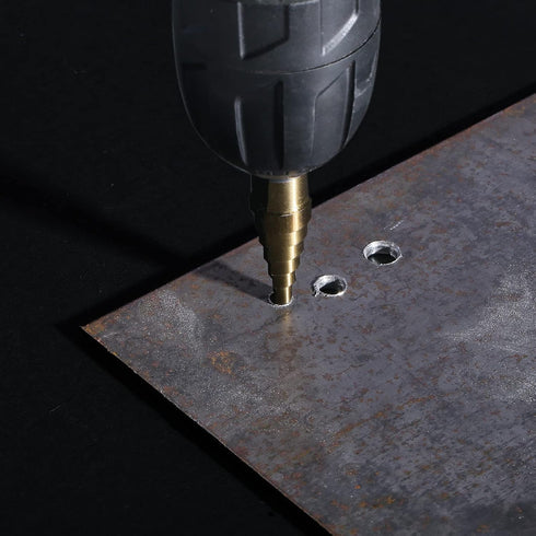Step Drill Bits, 5PCS HSS Titanium Step Drill Bit Set, 50 Sizes High Speed Steel Bits with Aluminum Case