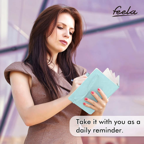 feela 5 Pack Notebooks Journals, A5, 5.1”x8.3”, Sky Blue, Classic Ruled Lined Journals with Pen Holder for Women Girls,