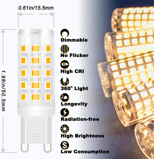 ALIDE G9 LED Bulbs Dimmable, 10 Pack, 3W Replace 20W 25W 30W Halogen Equivalent, 2700K Soft Warm White, 300LM