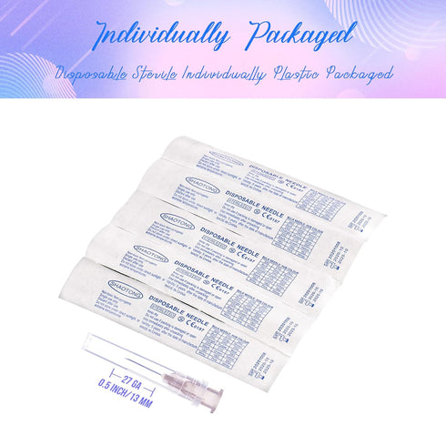 SHAOTONG 27 Gauge 1/2 Inch Luer Lock Accessories Disposable Lab Supplies, Pack of 100