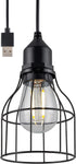 UltraPro USB LED Pendant Light with Cage, Hanging Light Fixture, Lightweight, Vintage