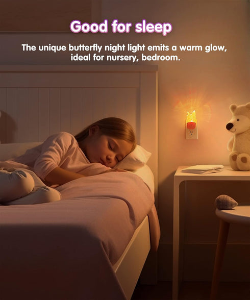 8 L LOHAS LED Kids Night Light, RGB Color Changing Butterfly Night Lights with Dusk to Dawn Sensor, Acrylic Nursery