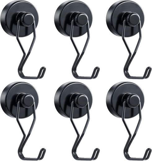 Tohoer Magnetic Hooks, 100LBS Neodymium Magnets Hook Heavy Duty with Rust Proof for Fridge, Oven, Grill, BBQ, Key,