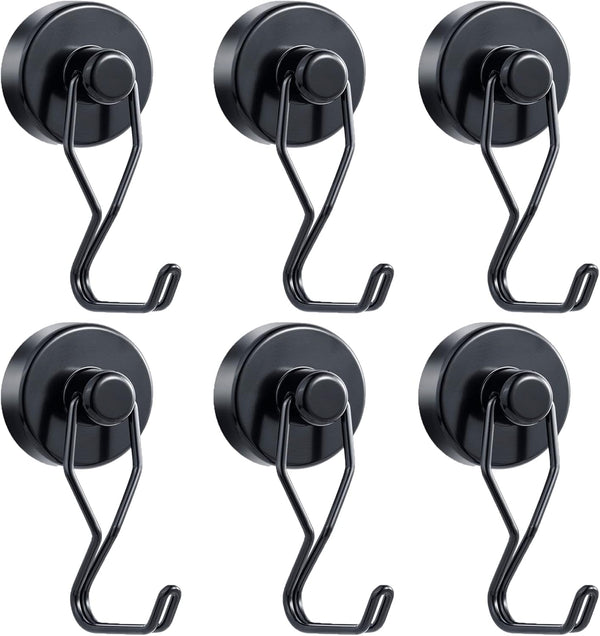Tohoer Magnetic Hooks, 100LBS Neodymium Magnets Hook Heavy Duty with Rust Proof for Fridge, Oven, Grill, BBQ, Key,