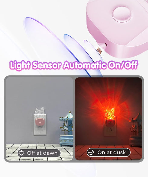 8 L LOHAS LED Kids Night Light, RGB Color Changing Butterfly Night Lights with Dusk to Dawn Sensor, Acrylic Nursery