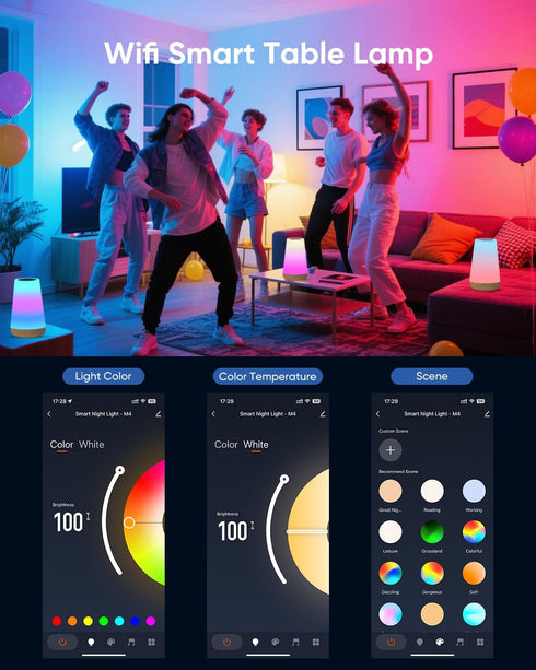 Dimmable 32 2700-6500k Smart Table Lamp, Nursery Night Light with App/Voice Control Compatible with Alexa, Led Desk