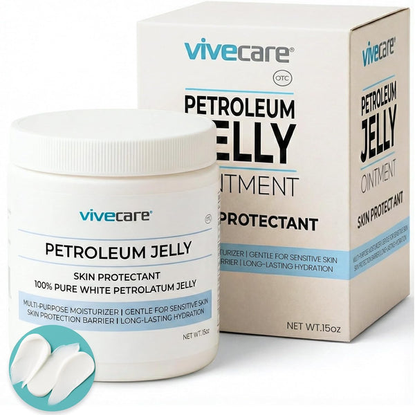 Vivecare Petroleum Jelly 15oz - 100% Pure White Petrolatum Skin Protectant -