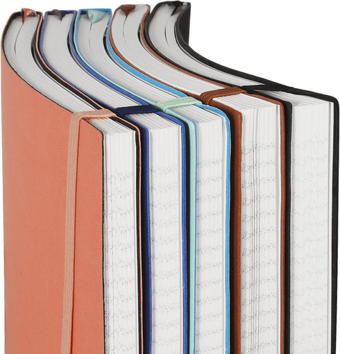 Business Journals 2 PACK, B5 College Ruled Large Soft Cover Journal, 376 Numbered Pages, 7.6" X 10", Inner Pocket (Blue)