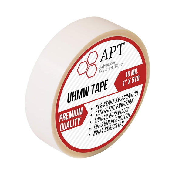 APT UHMW Polyethylene Tape, 1" x 5Yds, 10 Mil, Resists Abrasion, Impact for Surface Protection and Friction Reduction