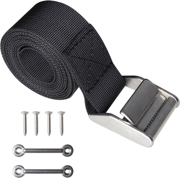 UCEDER 56" Battery Tie Down Strap Kit, with Stainless Steel 316 Buckle and Eye Strap Mounts, 1 Pack