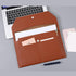 PU Leather Document Holder A4 File Folder with 3 Pockets, Waterproof Stylish Envelope Case with Snap Closure (Brown)