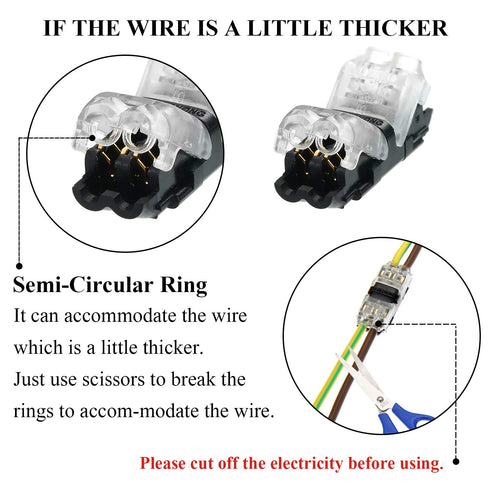 15 Pieces Low Voltage I Tap Wire Connectors - 2 Pin 2 Way Compact Terminals for 18-22 AWG