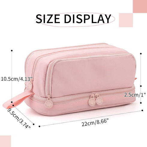 CICIMELON Large Capacity Pen Pencil Case with 4 Compartments, Multi-Slot Pencil Pouch Bag Aesthetic School Supplies Organizer for Teen Girls, Women, Adults (Pink) by CICIMELON