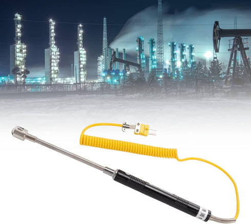 K Type Thermocouple Temperature Probe Heat Resistant Steel Sensor with Insulated Handle (Straight Shank)