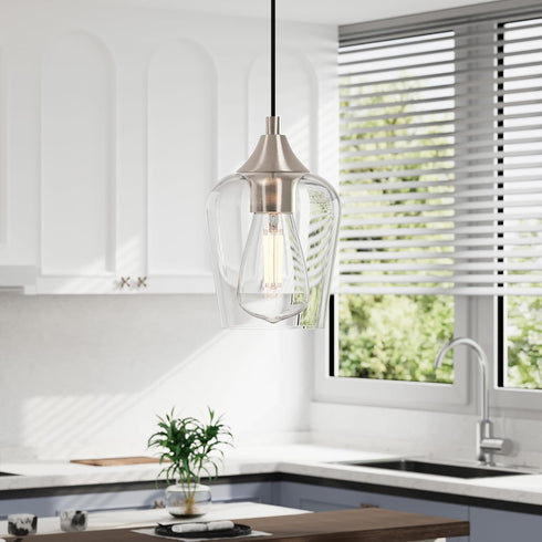 VONLUCE Pendant Lights Kitchen Island, Brushed Nickel Pendant Lighting for Kitchen Island with Hanging Cord for Bedroom
