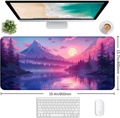 LQFIWSS Sunset 35.4 15.7 0.12 Inches Mountain Scenic XXL Extended Mouse Pad, Fuji Mountain Large Laptop Pad