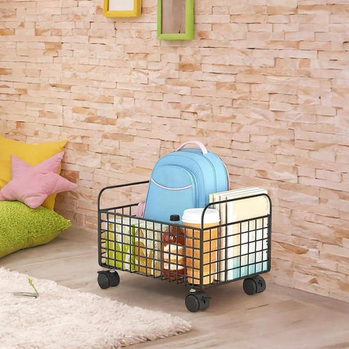 Milageto Rolling Book Cart Utility Cart Under Desk Dormitory Storage Box with Wheels Movable Storage Bin Book Bin