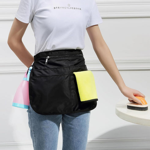 Small Size Cleaning Caddy Apron for Women, 5 Pockets, Professional Waterproof Cleaning Supplies for Housekeepers