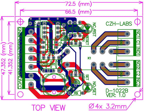 ELECTRONICS-SALON Panel Mount Momentary-Switch/Pulse-Signal Control Latching DPDT Relay Module, 12V