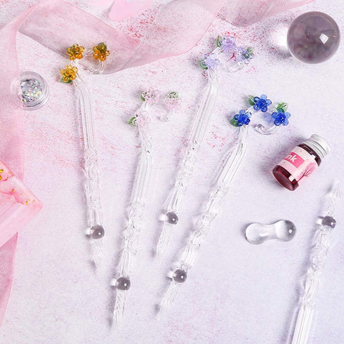 Handmade Glass Dip Pen, Sakura Crystal Magic Pen in Purple