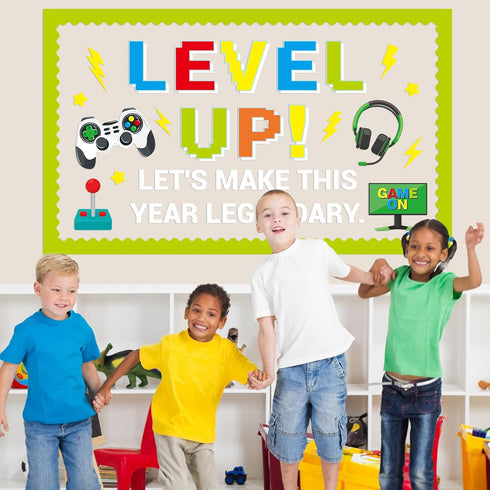 Set Mindset Video Game Theme Bulletin Board Level Up Classroom Decoration Video Game Growth Positive Come On Paper