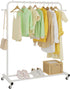 Sywhitta Clothing Rack on Wheels with Storage Shelf & Sturdy Metal Frame,