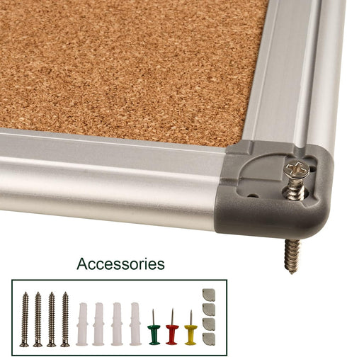 BESTBOARD Heavy Duty Cork Bulletin Board, 24 x 36 inch, Silver Aluminum Frame for Homes or Offices