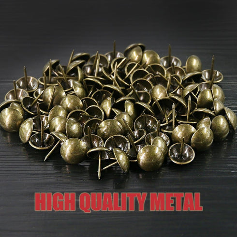 Hilitchi 200-Pieces 7/16''(11mm) Antique Brass Tacks Bronze Nail Pins Upholstery Nail Tacks Assortment Kit