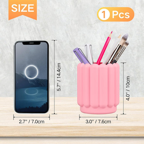 Silicone Pen Holder, Pencil Holder Cute Pens Cup for Desk for Kids Office Decor Desk Accessories Pen Pot Desk Organizer (Pink) by Sallurna