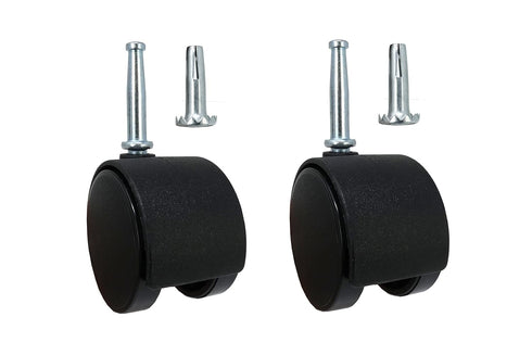Shepherd Hardware 9406 2-Inch Office Chair Caster, Twin Wheel with Brake, 2-Pack, Black