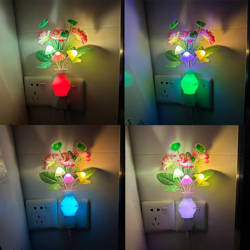 Sensor LED Night Light, Color Changing Flower Night Light Plug-in Wall Based Mushroom Lamp, Gift for Kids Adults, Cute