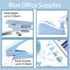 UPIHO Blue Office Supplies, Stapler and Tape Dispenser Set, Includes Stapler, Tape Dispenser, Remover, Clips, Hole Punch