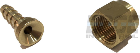 1/4" Hose ID to 3/8" 45° Female SAE Flare Brass Swivel Connector - Fuel/AIR/Water/Oil/Gas/WOG (Qty 01)