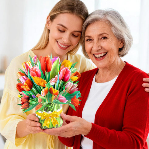 QZHIWLP 3 Pack 3D Pop Up Flower Cards Floral Bouquet Pop Up Cards for Mom - Mothers Day Card, Birthday Card for Women