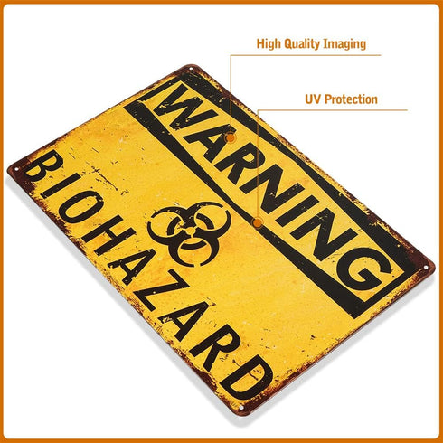 dingleiever Warning Biohazard Hazard Sign, Novelty METAL Sign