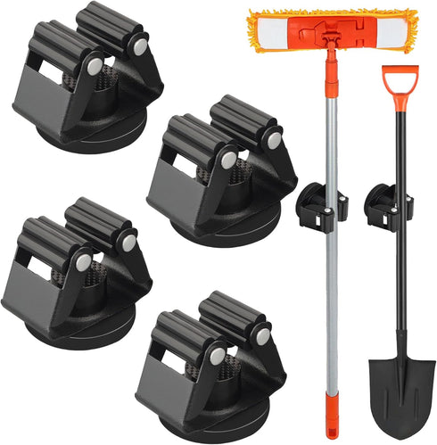 MUTUACTOR Magnetic Broom Holder,4PCS Anti-Slip Magnetic Mount Storage Broom Holders with Rubber