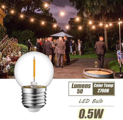 Tsunetani-G40/G12.5 LED Filament Mini Globe Light Bulbs, 0.5W Equivalent to 5W Incandescent, E26 Medium Base, 2700K