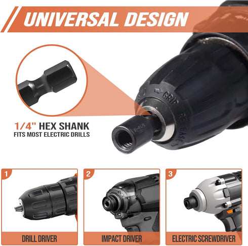 3 PCS Hanger Bolt Driver 1/4"-20, 3/8"-16, 5/16"-18, Hanger Bolt Install Tool with 1/4 Hex Shank for Woodworking