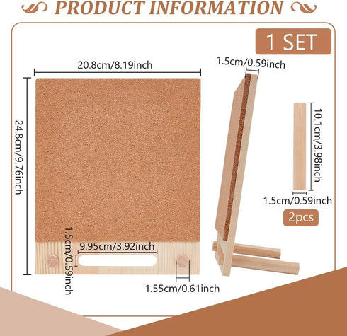 BENECREAT Cork Board Pin Display, 9.7x8.2inch Rectangle Bulletin Board for Brooch Collection, Office Home Decor