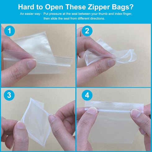 1.5''x 1.5'', (Pack of 200) 2 mil Thick Clear Plastic Reclosable Zip Poly Bags with Resealable Lock Seal for Storage