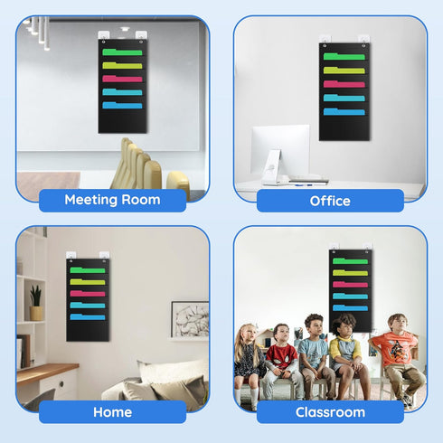 ZKOO 5 Pockets Hanging Wall File Organizer for A4/Legal/Letter Size Documents, Sturdy Black Pocket Chart