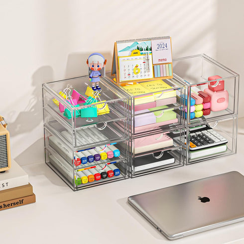 Versatile Acrylic Makeup Organizer, Transparent Desktop Storage for Cosmetics, Office Supplies & More, Clear