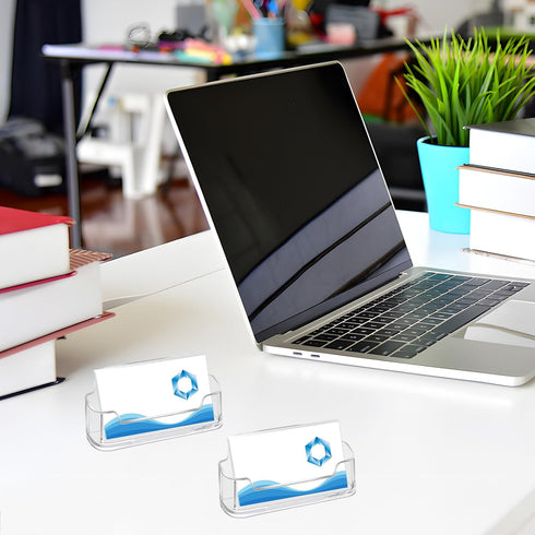 Mototo Acrylic Business Card Holder, 100 Pack Clear Plastic Display Stand for Home Office Exhibition