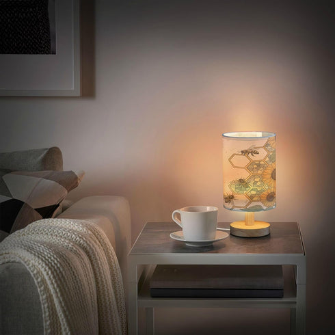 ALAZA Retro Sunflower Bee Table Lamp for Bedroom USB Port Bedside Lamp Small Nightstand Desk Lamp for Girls Boys Kids