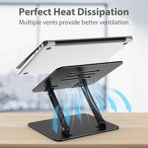 Gogoonike 10-15.6 Adjustable Laptop Stand for Desk, Metal Foldable Laptop Riser Holder, Portable Desktop Book Stands