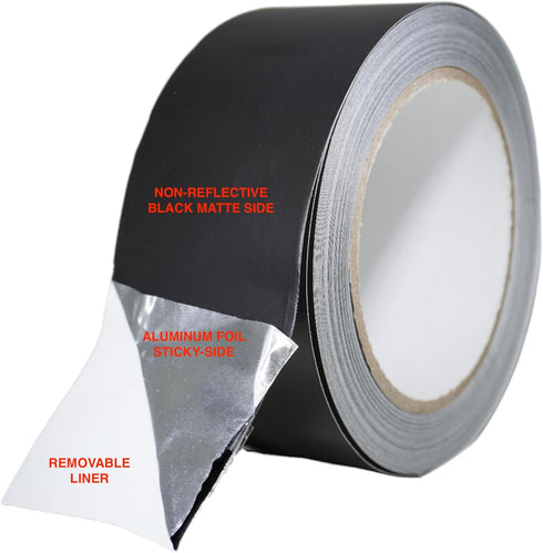 GGR Supplies T.R.U. AF-22A-B Aluminum Foil Black Matte Tape, Non Reflective with Acrylic Adhesive (2" X 27 Yards