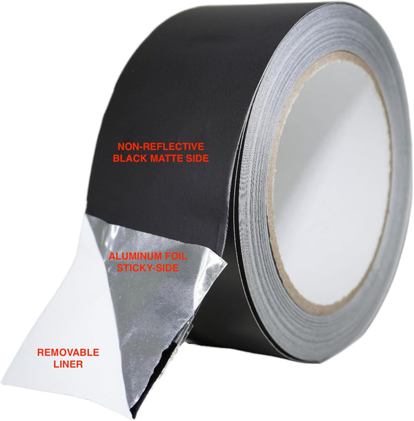 GGR Supplies T.R.U. AF-22A-B Aluminum Foil Black Matte Tape, Non Reflective with Acrylic Adhesive (2" X 27 Yards