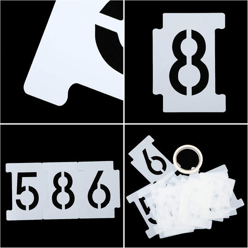 20 Pieces Curb Stencil Kit - 0-9 Numbers Stencils Kit, 14 Mil Plastic, 4 Inch Tall Numbers with Masking Tape