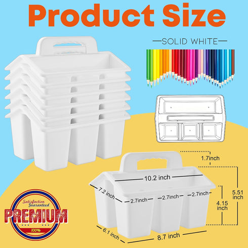 6 Pack 4 ALINK Classroom Caddy Storage Basket with Handle, Plastic Arts Office Crafts Caddy Compartments for Kids