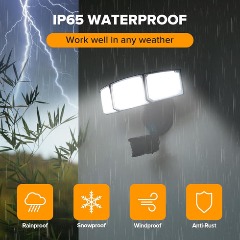 49W 5000K IP65 3 UME LED Security Lights Motion Sensor Light Outdoor, Daylight, Waterproof, Dusk to Dawn, Head Motion